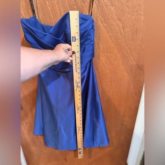 Alfred Angelo Blue Satin Cocktail dress size 8 - Picture 10 of 11